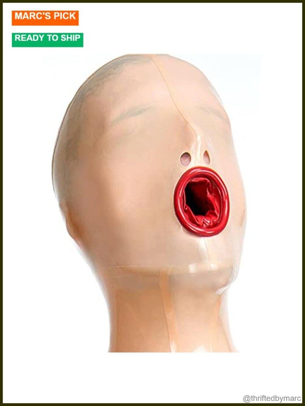 Latex Mask Hood Open Mouth Zipper Back Unisex Cosplay Masquerade Costume